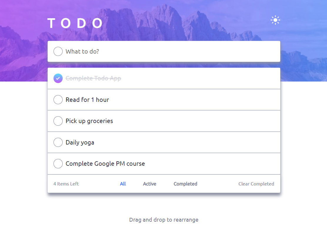 react todo list page